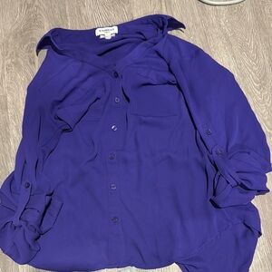 Express Purple Long Sleeve Button Down Shirt